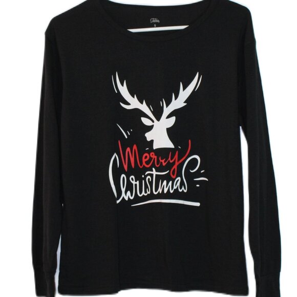 Xmas Pajama Set Raindeer Black Red Plaid Size S - Picture 1 of 9